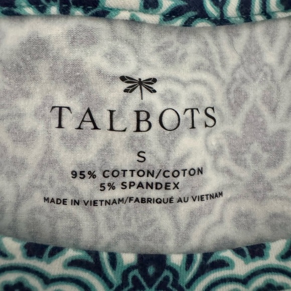 Talbots Green and White Patterned Long Sleeve Tee - Picture 5 of 7